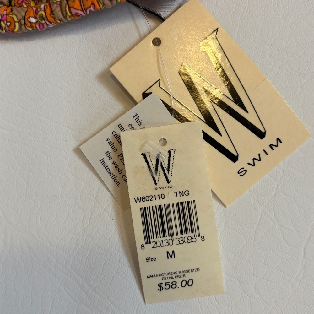 W Swim Bikini Top Orange Pink size Medium New with Tags. - Picture 5 of 7